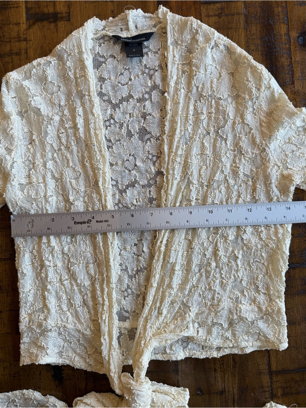 Y2K Vintage Moda International Ivory Lace Tie Front Cardigan — Small — USA - Picture 10 of 14